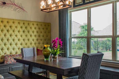 Kitchen/dining room combo - mid-sized transitional kitchen/dining room combo idea in Dallas
