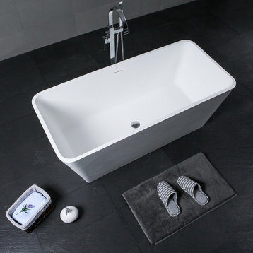 Dyconn Faucet Tesoro Solid Surface Freestanding Bathtub 59" With Overflow