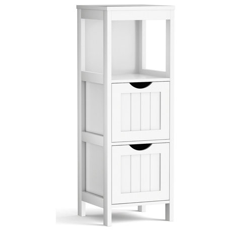 Costway Floor Cabinet Multifunction Bathroom Storage Organizer Rack w/2 Drawers