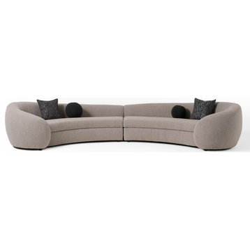 Modrest Kilmer Modern Grey Curved Fabric Sectional Sofa