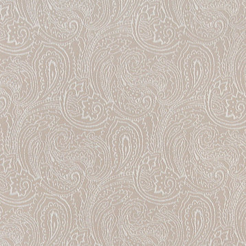 Beige, Traditional Abstract Paisley Designed Woven Upholstery Fabric By The Yard