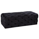 Meridian Furniture - Casey Velvet Upholstered Ottoman/Bench, Black - Prop your feet up and get comfy with the Casey black velvet ottoman. This elegant ottoman features a glamorous design with deep tufting from top to bottom, giving it a sophisticated, upscale look. The padding beneath its velvet upholstery is plump and thick, so your feet and lower legs sink into it in lavish comfort. Buy it on its own, or pair it with other items in the collection for a coordinated vibe in your space.
