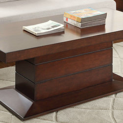 HOMELEGANCE NAST MODERN CHERRY WOOD BIG COFFEE COCKTAIL TABLE CASTERS - Coffee Tables