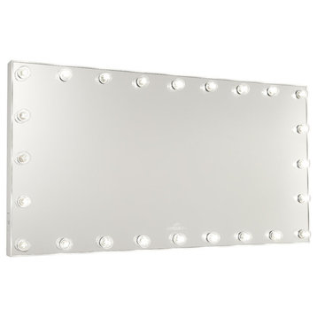Hollywood Glow Panorama Extra Wide Vanity Mirror, Glossy White, Frosted Led