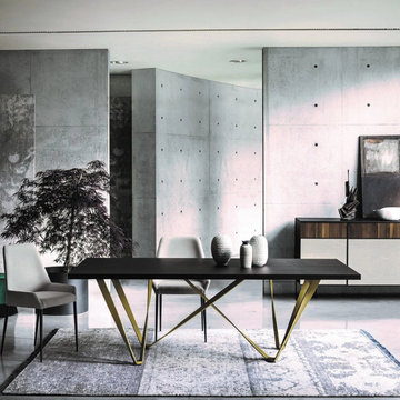 Wave extending table with woven effect structure by Sedit