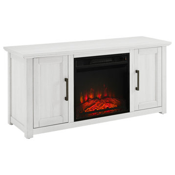 Camden 48" Low Profile TV Stand With Fireplace Whitewash