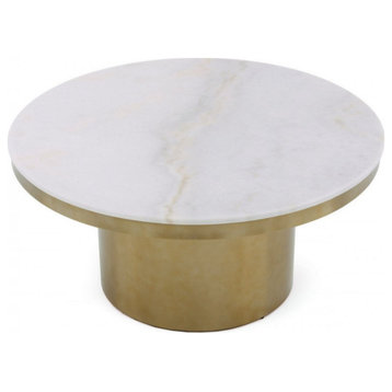 Tessy Glam White and Gold Coffee Table