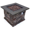 GDF Studio Stone Outdoor Natural Stone Finished Propane Fire Pit, 40,000 BTU