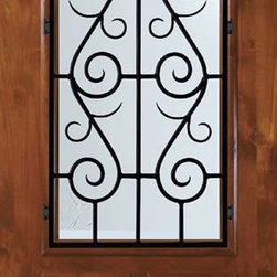 Slab Entry Single Door 96 Alder St. Charles 2 Panel 2/3 Lite Wrought Iron - Front Doors