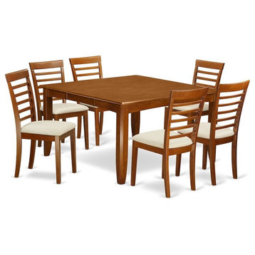 7-Piece Dining Room Set, Table, Leaf and 6 Dinette Chairs With Cushion