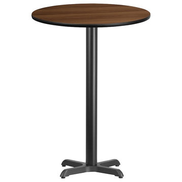 Flash 30'' Round Laminate Table Top/22'' x 22'' Bar Table Base, Walnut