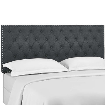 Helena Tufted Full / Queen Upholstered Linen Fabric Headboard MOD-5860-GRY