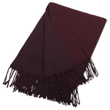 NOVICA Color Harmony In Wine And Acrylic And Alpaca Blend Throw Blanket