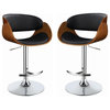 Home Square 2 Piece Adjustable Bar Stool Set in Black and Chrome