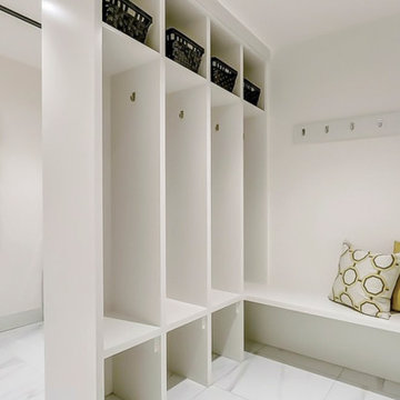 Custom mudroom in our painted Chantilly Lace