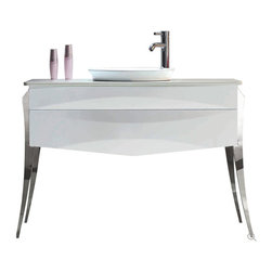 44 inch Modern Single Sink Bathroom Vanity High Gloss White Finish - Bathroom Vanities And Sink Consoles
