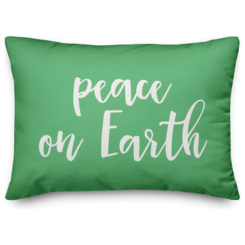 Peace On Earth, Light Green 14x20 Lumbar Pillow