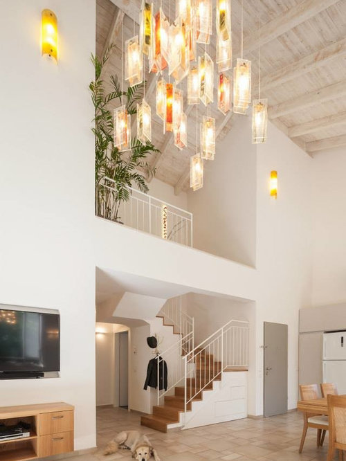 CONTEMPORARY FOYER LIGHTING, MODERN ENTRY CHANDELIER FOR HIGH CEILING FOYER