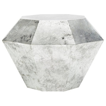Anabeth Diamond Accent Table Antique Silver