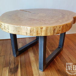 Round Coffee Table- Live Edge- Industrial- Tree Slice- Log- Rustic - Coffee Tables