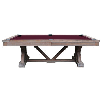 Brazos River 8' Slate Pool Table With Leather Drop Pockets