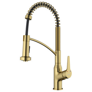 Karran Single-Handle Pull-Down Sprayer Kitchen Faucet, Brushed Gold