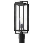 Kichler - Goson 21" Outdoor Light in Black - The Gosonâ„¢ 20" 1 light post light honors the simplicity of luxe industrial-style lighting. Its Black geometric design takes its cues from old factory windows. Paired with Clear Glass, it produces a post lighting fixture that&#39;s handsome and refined. Post included.  This light requires 1 , 100.0 W Watt Bulbs (Not Included) UL Certified.