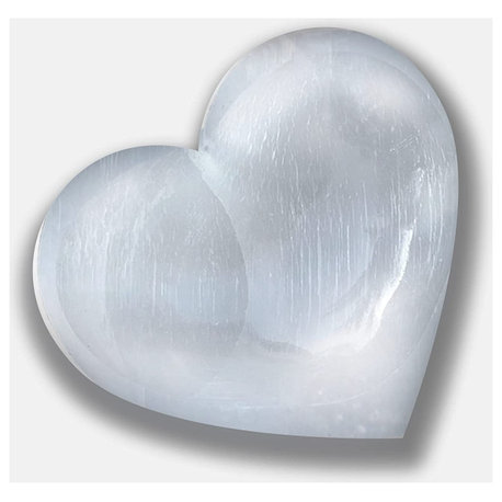 Selenite Crystal Heart Stone, Healing & Calming Effects-High Energy - 10cm