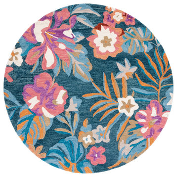 Safavieh Marquee Collection JAR152M Rug, Blue/Pink, 6' X 6' Round