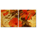 Ready2HangArt - Tropical Hibiscus Canvas Wall Art, 2-Piece Set - This Tropical Hibiscus was inspired by the Caribbean Island of Antigua; full of color and beauty. The two-toned hibiscus flowers are offered as a 2-PC Canvas Art Set. It is fully finished, arriving ready to hang at your home or office.