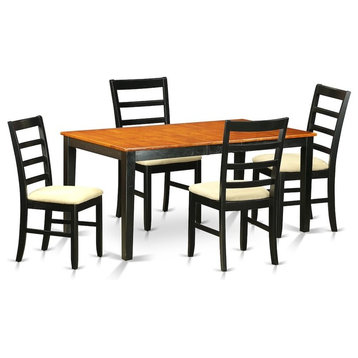5-Piece Dining Room Set, Table, Leaf and 4 Chairs With Cushion