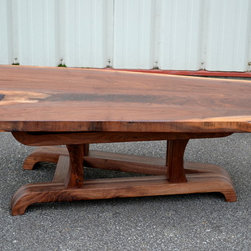 Live Edge Walnut Coffee Table with Tapered Base - Coffee Tables