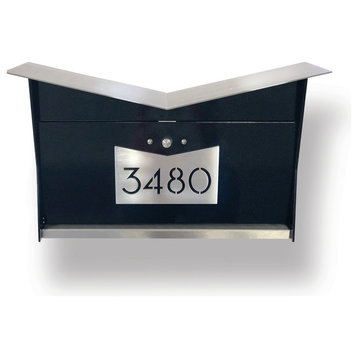 ButterFly Box: Contemporary, Modern, Wall-Mounted Mailbox, Black & Stainless