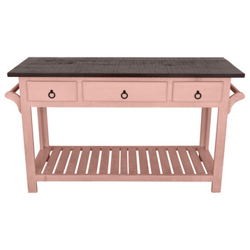 60" Wide Farmhouse with towel racks, Rose Pink