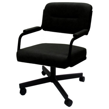 Swivel Tilt Kitchen Caster Chair with Wheels - M-110, Black Vinyl - Black