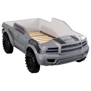 Furniture of America Spela Off-Road Truck Twin Wood Bed in Gray