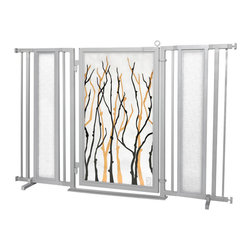 Fusion Gates - Fusion Gate with Willow Branch Design, Satin Nickel, 60"-65" - Dog Gates