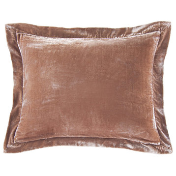 Stella Faux Silk Velvet Flanged Dutch Euro Pillow, 27"x39", Dusty Rose, Single