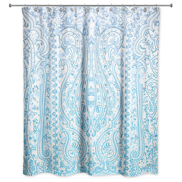 Blue Boho Sketched Tapestry 71x74 Shower Curtain