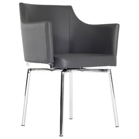 Modrest Kaweah Modern  Dining Chair, Gray, Chrome