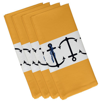 Anchor Stripe, Stripe Print Napkin, Yellow, Set of 4