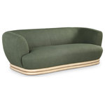 Meridian Furniture - Kipton Boucle Fabric Upholstered Sofa, Green - Add an elegant touch to your living room with this eye-catching Kipton sofa from Meridian Furniture. Featuring a rubber wood frame upholstered with rich green boucle fabric this sofa is both soft and comfortable to kick back and relax in. Its solid rubber wood base in a natural oak finish provides a splash of color to this green piece, making it a stunning addition to your living area, while its curved back makes it an extra cozy place to sit.