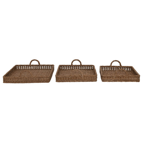 S/3 Decorative Water Hyacinth Tray