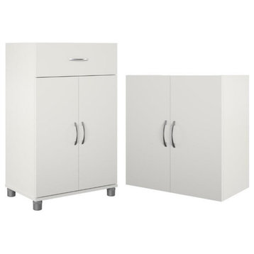Home Square 2-Piece Set with 24" Wall Cabinet & 24" 2 Door Base Storage Cabinet