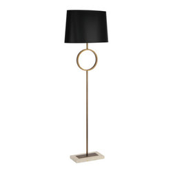 Robert Abbey Logan Travertine/Brass Floor Lamp - Floor Lamps