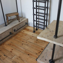 Sorrenti Reclaimed Scaffolding Board and Dark Steel Pipe 3 sided Industrial Open - Wardrobe Storage Solutions