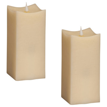 Simplux Squared Candle With Moving Flame, 2-Piece Set, With Remote
