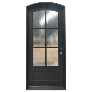 36''x96'' Exterior Wrought Iron Door With Low-E Double Glass, Left Hand Active