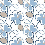 PHF - Bold Flower in Blue, Navy and Light Taupe, Sample - Feel free to order a sample to assist you in matching colors. Samples are approximately 3 feet in length. Samples are nonreturnable. A big, bold contemporary floral will bring joy and color to any room.  This paper will make a statement and is eye-catching and it comes in a variety of different colors.