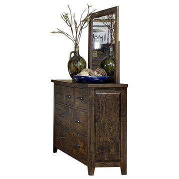 Jackson Rustic Dresser and Mirror, Country Brown